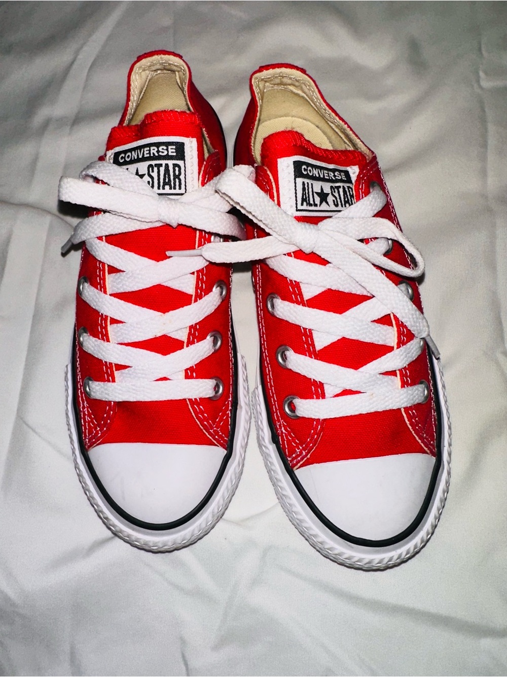 Converse Red Low Top Sneakers with White Laces
